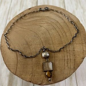 Silpada sterling silver 925 MOP Tiger’s eye necklace N1336